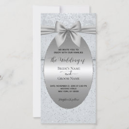 Silver Vintage with Bow Wedding Invitation