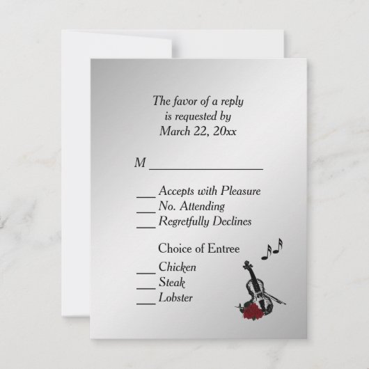 Silver Violin Music RSVP with Entree Choices (正面)