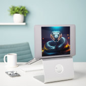 Silver Viper Snake Tongue Flicking シール (デスク上のノートパソコン)