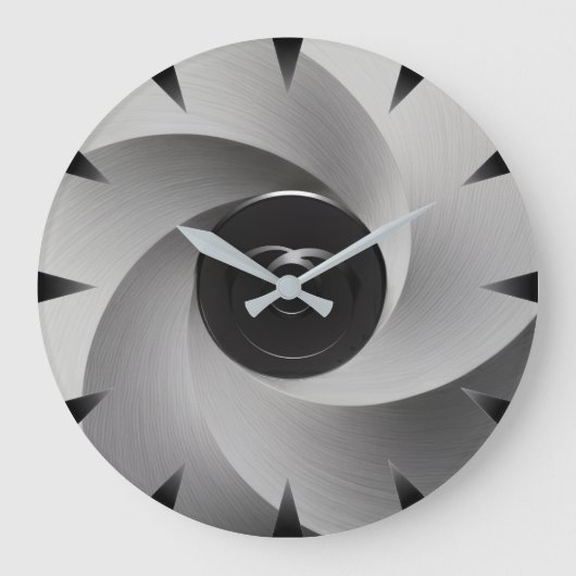 Silver Vortex Industrial Wall Clock ラージ壁時計 (正面)