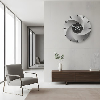 Silver Vortex Industrial Wall Clock ラージ壁時計