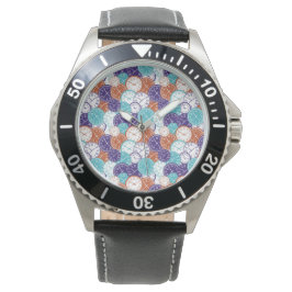 Silver watch with a colorful geometric mosaic dial 腕時計