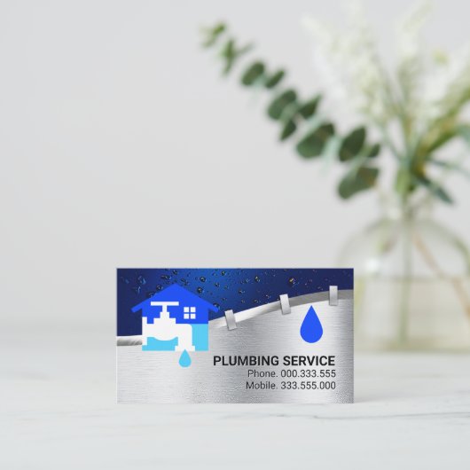 Silver Water Pipeline Leaking Water 名刺 (スタンド正面)