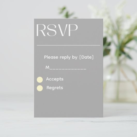 Silver Wedding RSVP Card – Editable 3.5x5 RSVP  (スタンド正面)