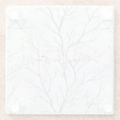 Silver White Christmas Winter Trees ガラスコースター (裏面)