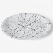 Silver White Christmas Winter Trees ペーパープレート (アングル)