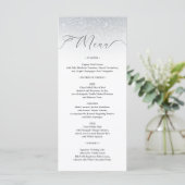 Silver White Damask Wedding Menu Card メニュー (スタンド正面)