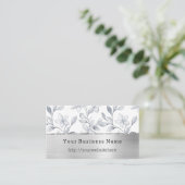 Silver White Floral Business name website 名刺 (スタンド正面)