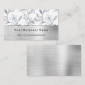 Silver White Floral Business name website 名刺 (正面/裏面)