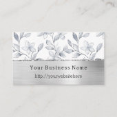Silver White Floral Business name website 名刺 (正面)