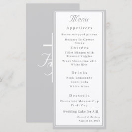Silver & White The Refined Catholic Wedding メニュー