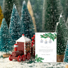 Silver Winter Clothesline Ornaments Baby Shower  サンキューカード