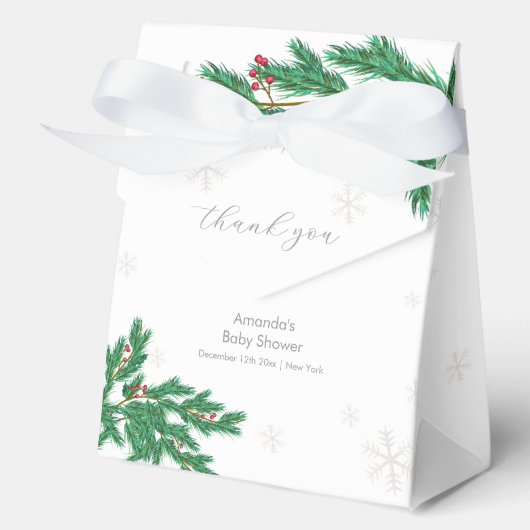 Silver Winter Clothesline Ornaments Baby Shower フェイバーボックス (正面)