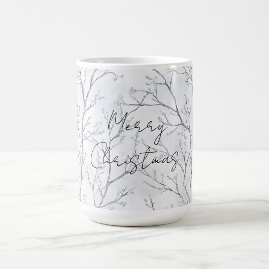 Silver Winter Trees Christmas コーヒーマグカップ (中央)