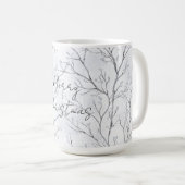Silver Winter Trees Christmas コーヒーマグカップ (正面右)
