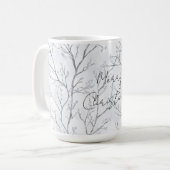 Silver Winter Trees Christmas コーヒーマグカップ (正面左)