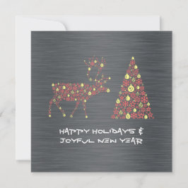 Silver wish card HAPPY HOLIDAYS JOYFUL NEW YEAR シーズンカード