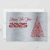Silver wish card New Year with christmas tree シーズンカード (正面)