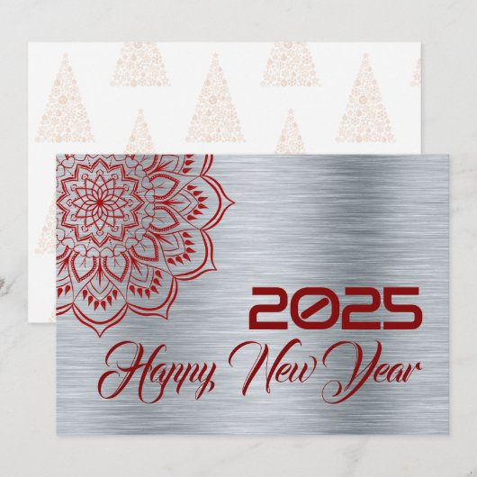 Silver wish card New Year with mandala シーズンカード (正面/裏面)