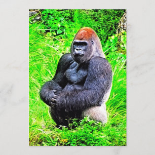 Silverbackのゴリラの写真の絵画 招待状