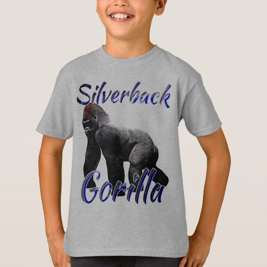 Silverbackのゴリラの動物園動物は男の子をからかいます Tシャツ (正面)