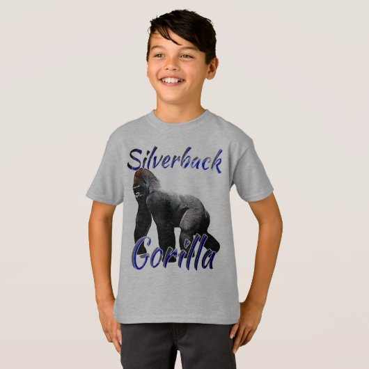 Silverbackのゴリラの動物園動物は男の子をからかいます Tシャツ (正面フル)