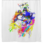 Silverbackの低地のゴリラの(ばちゃばちゃ)跳ねるのペンキの効果 シャワーカーテン (正面)