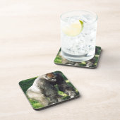 Silverbackの立っているオスの低地のゴリラ コースター (右側)