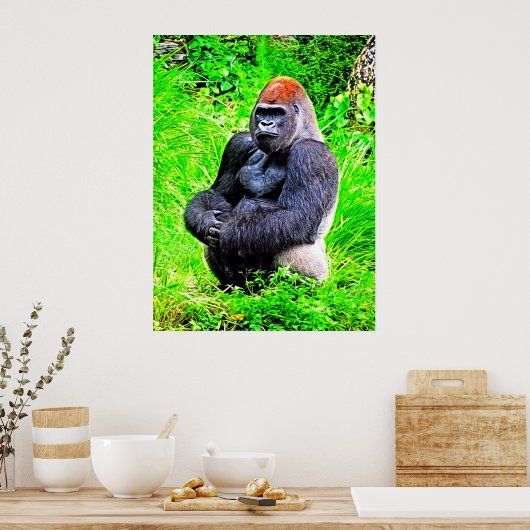 Silverback Gorilla写真絵画ズ ポスター (キッチン)