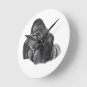 Silverback Gorilla Clock ゴリラの時計 ラウンド壁時計 (傾斜)