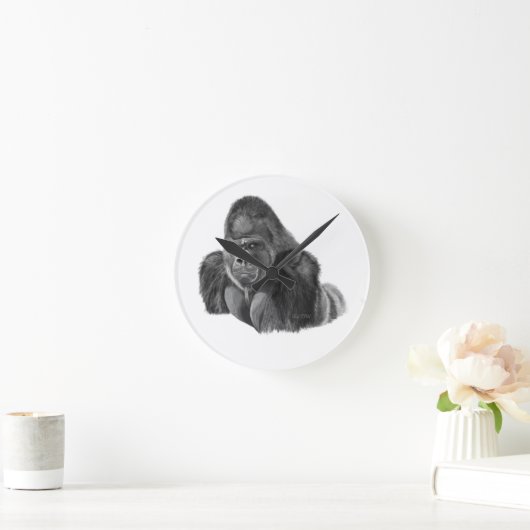 Silverback Gorilla Clock ゴリラの時計 ラウンド壁時計 (ホーム)