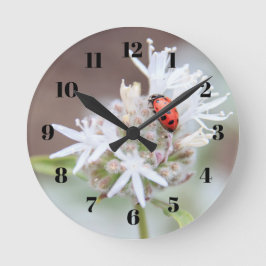 Silverleaf Phaceliaのてんとう虫によっては柱時計が開花します ラウンド壁時計