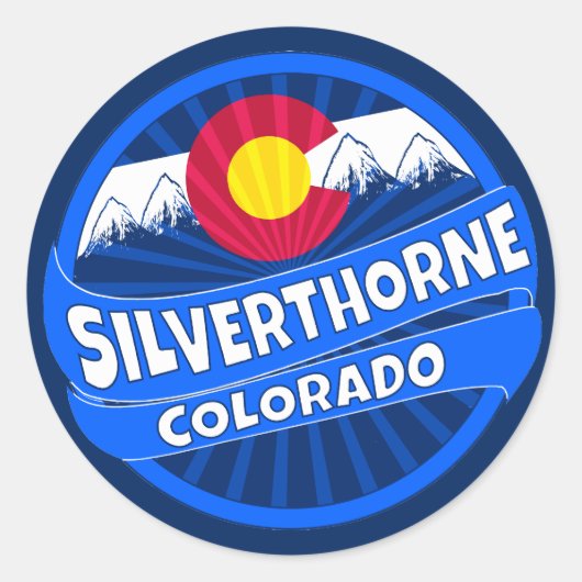 Silverthorne Coloradoマウンテンバーストステッカー ラウンドシール (正面)