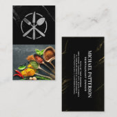 Silverware金ゴールドロゴ |黒い大理石 |スパイス 名刺 (正面/裏面)