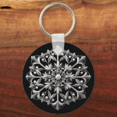 Silvery Snowflake on Black キーホルダー (裏面)