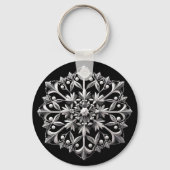 Silvery Snowflake on Black キーホルダー (裏面)