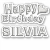 Silvia Happy Birthday silver Aufkleber Sticker シール (正面)