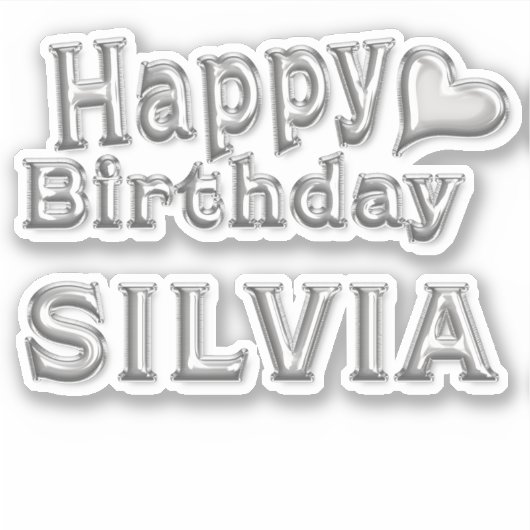 Silvia Happy Birthday silver Aufkleber Sticker シール (正面)