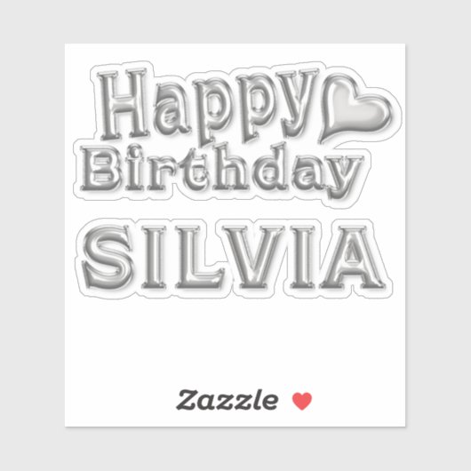 Silvia Happy Birthday silver Aufkleber Sticker シール (シート)
