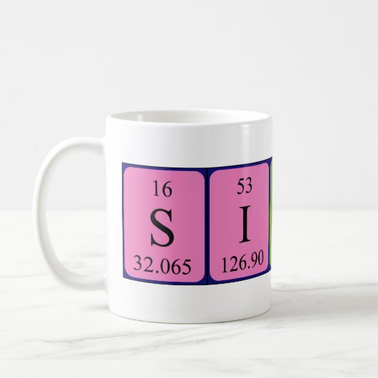 Silvio周期表名mug コーヒーマグカップ (左)