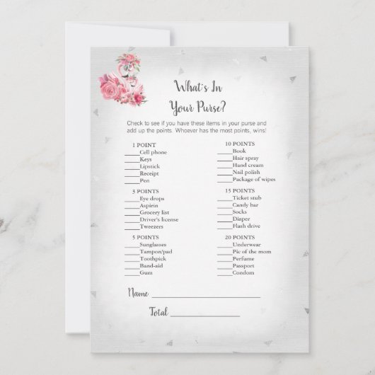 Silvr Flamingo Ballerinaあなたの財布のゲームの中にあるものを 招待状 (正面)