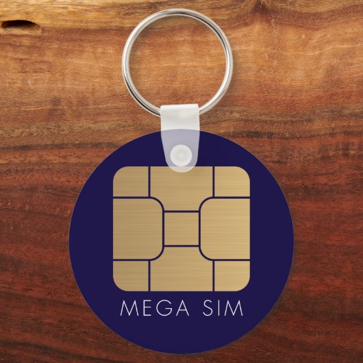 SIMカー頭が切れるドのメガフォーマットのフェイク金ゴールド キーホルダー (正面)