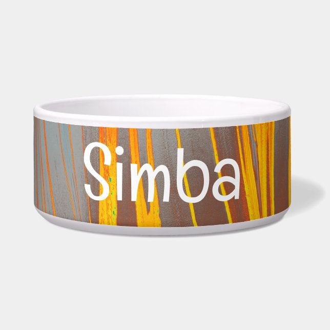 SIMBAとのマーブル抽象芸術ペットボウル文字 ボウル (正面)