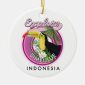 Simeulue Indonesiaのロゴを探る。 セラミックオーナメント (正面)