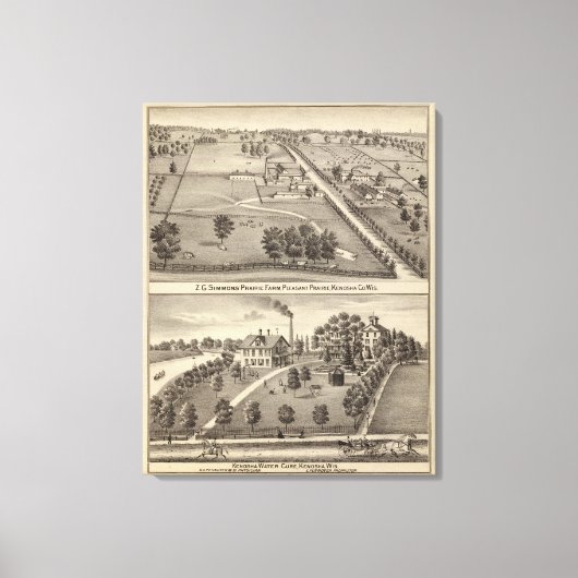 Simmon's Prairie Farm, Kenosha Water Cure キャンバスプリント (正面)