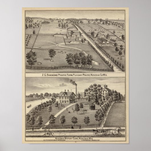 Simmon's Prairie Farm, Kenosha Water Cure ポスター (正面)
