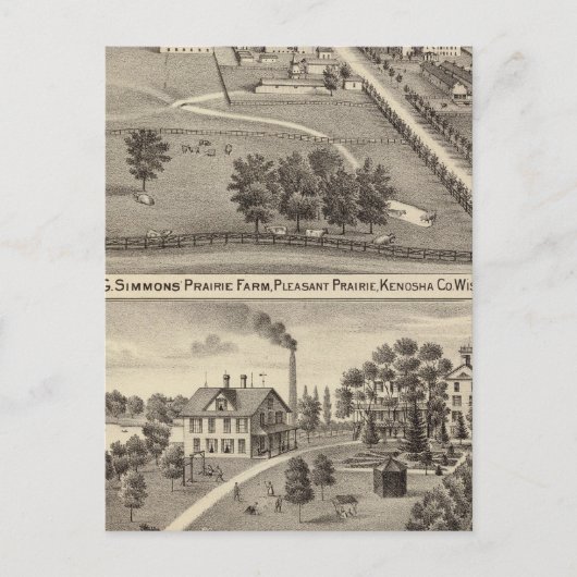 Simmon's Prairie Farm, Kenosha Water Cure ポストカード (正面)