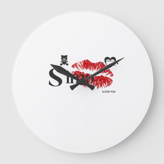 Simo I Love You ❤️ | Romantic Love Design ラージ壁時計 (正面)
