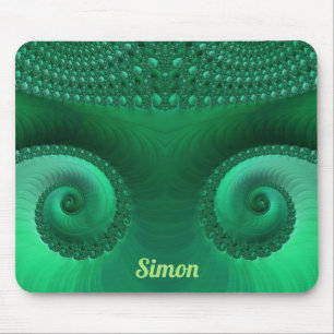 SIMON ~緑のフラクタル模様の雑色 マウスパッド