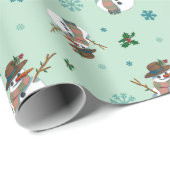 Simpático muñeco de nieve con copos de nieve ラッピングペーパー (ロールコーナー)